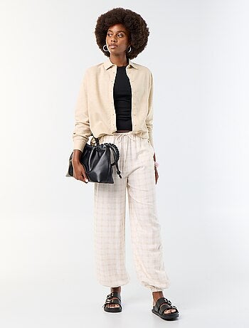 Pantalon coupe balloon uni avec 2 poches