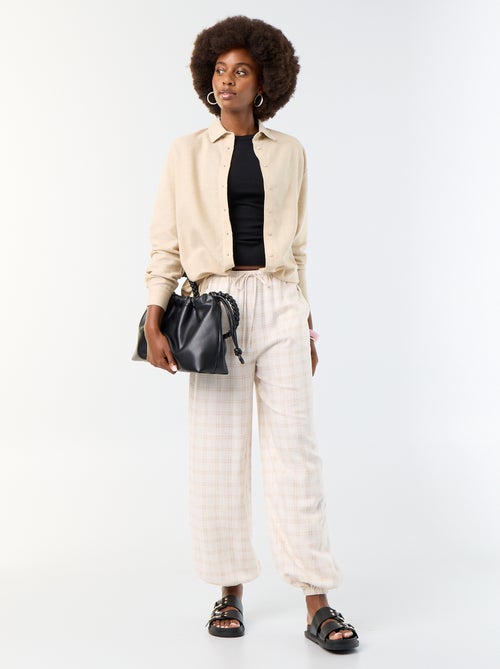 Pantalon coupe balloon uni avec 2 poches - Kiabi