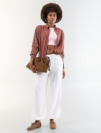 Pantalon coupe balloon uni avec 2 poches