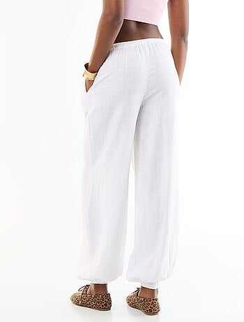 Pantalon coupe balloon uni avec 2 poches