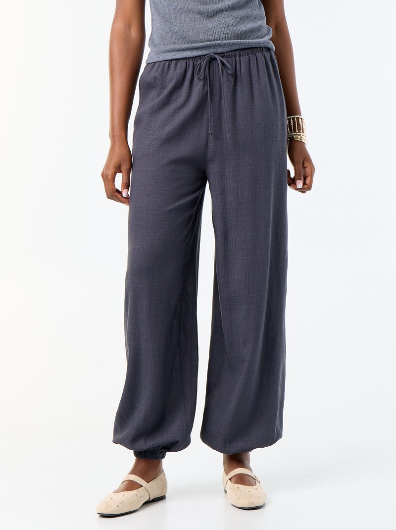 Pantalon coupe balloon uni avec 2 poches Gris - Kiabi