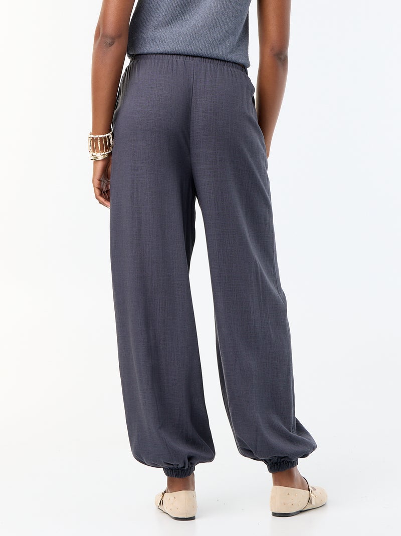 Pantalon coupe balloon uni avec 2 poches Gris - Kiabi