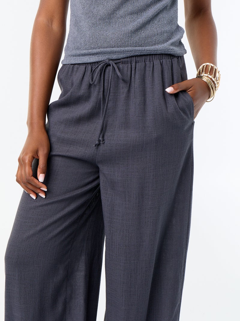 Pantalon coupe balloon uni avec 2 poches Gris - Kiabi