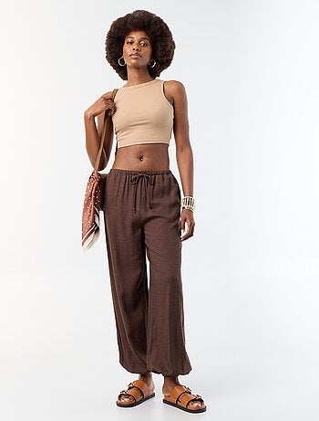 Pantalon coupe balloon uni avec 2 poches