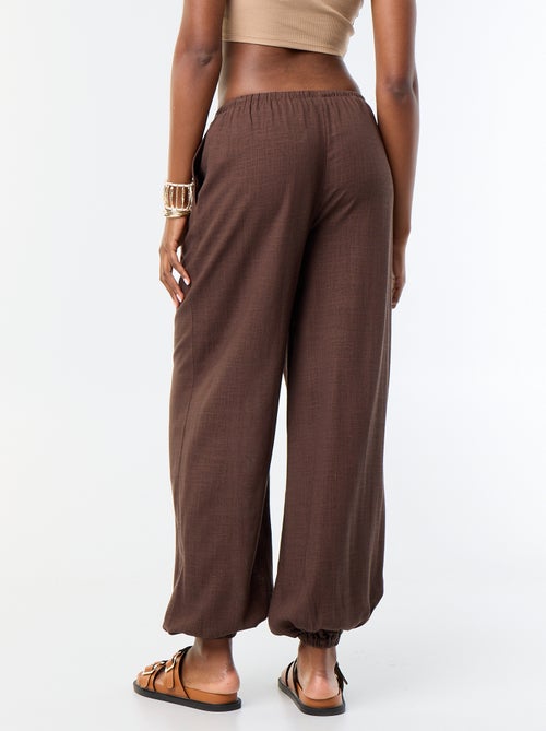 Pantalon coupe balloon uni avec 2 poches - Kiabi