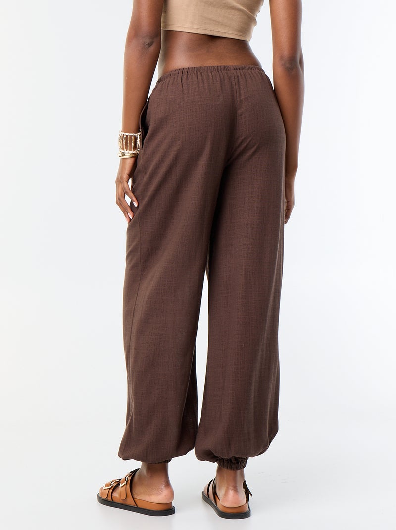 Pantalon coupe balloon uni avec 2 poches Marron - Kiabi