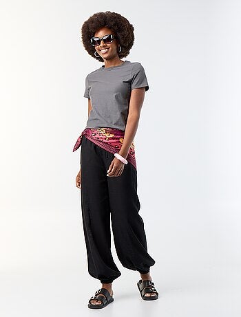 Pantalon coupe balloon uni avec 2 poches