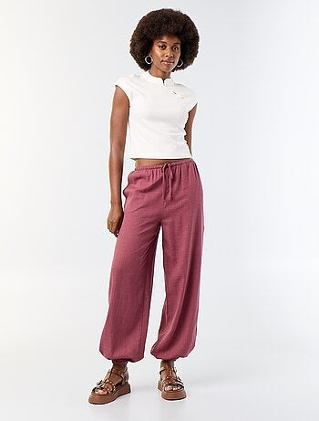 Pantalon coupe balloon uni avec 2 poches