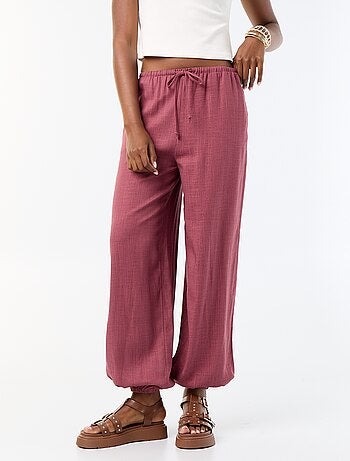 Pantalon coupe balloon uni avec 2 poches