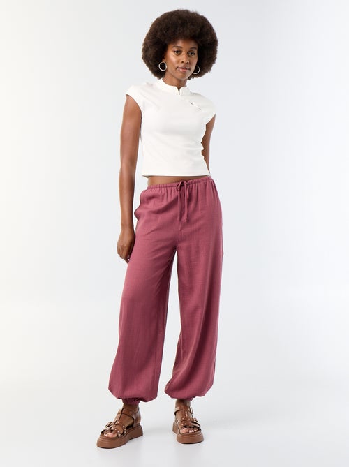 Pantalon coupe balloon uni avec 2 poches - Kiabi
