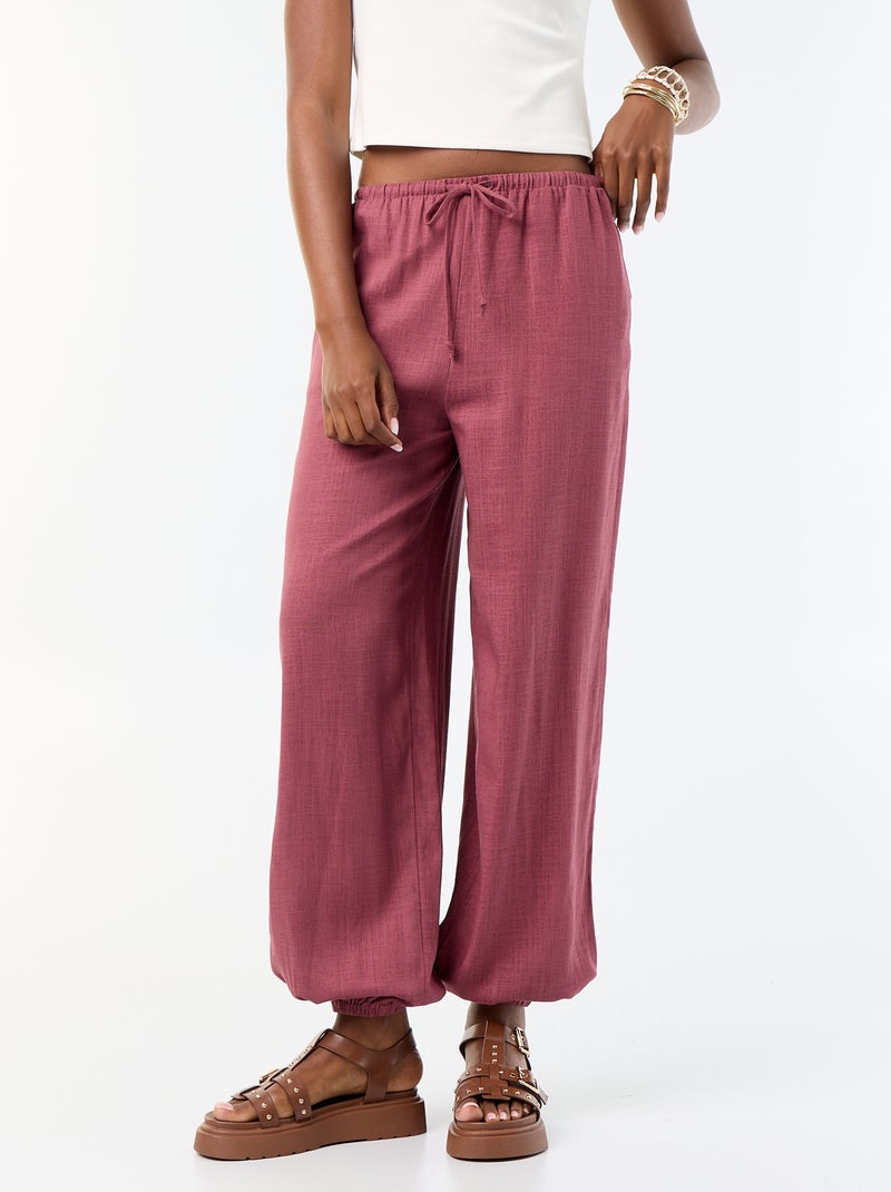 Pantalon coupe balloon uni avec 2 poches Rose - Kiabi