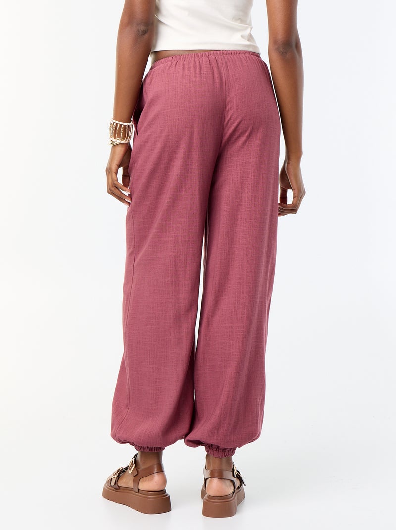 Pantalon coupe balloon uni avec 2 poches Rose - Kiabi