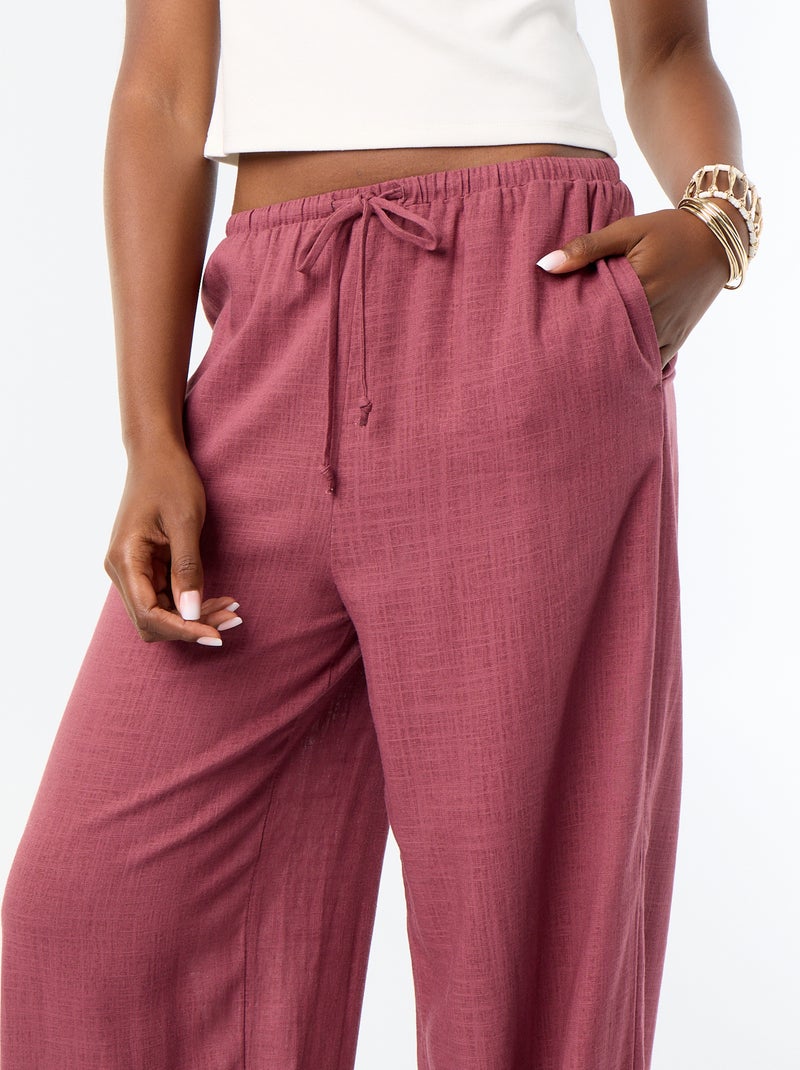 Pantalon coupe balloon uni avec 2 poches Rose - Kiabi