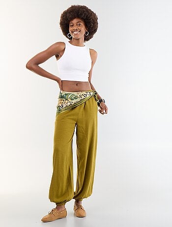 Pantalon coupe balloon uni avec 2 poches