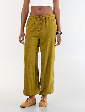 Pantalon coupe balloon uni avec 2 poches