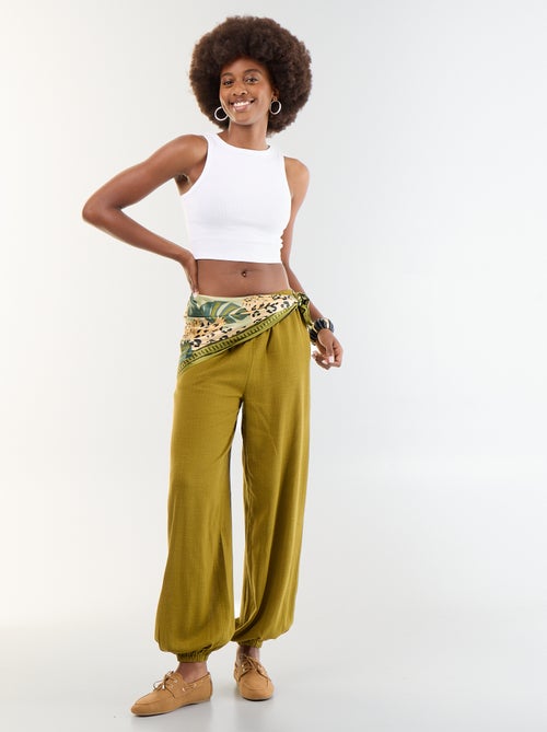 Pantalon coupe balloon uni avec 2 poches - Kiabi