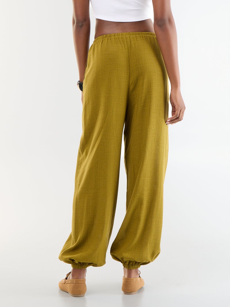 Pantalon coupe balloon uni avec 2 poches Vert - Kiabi