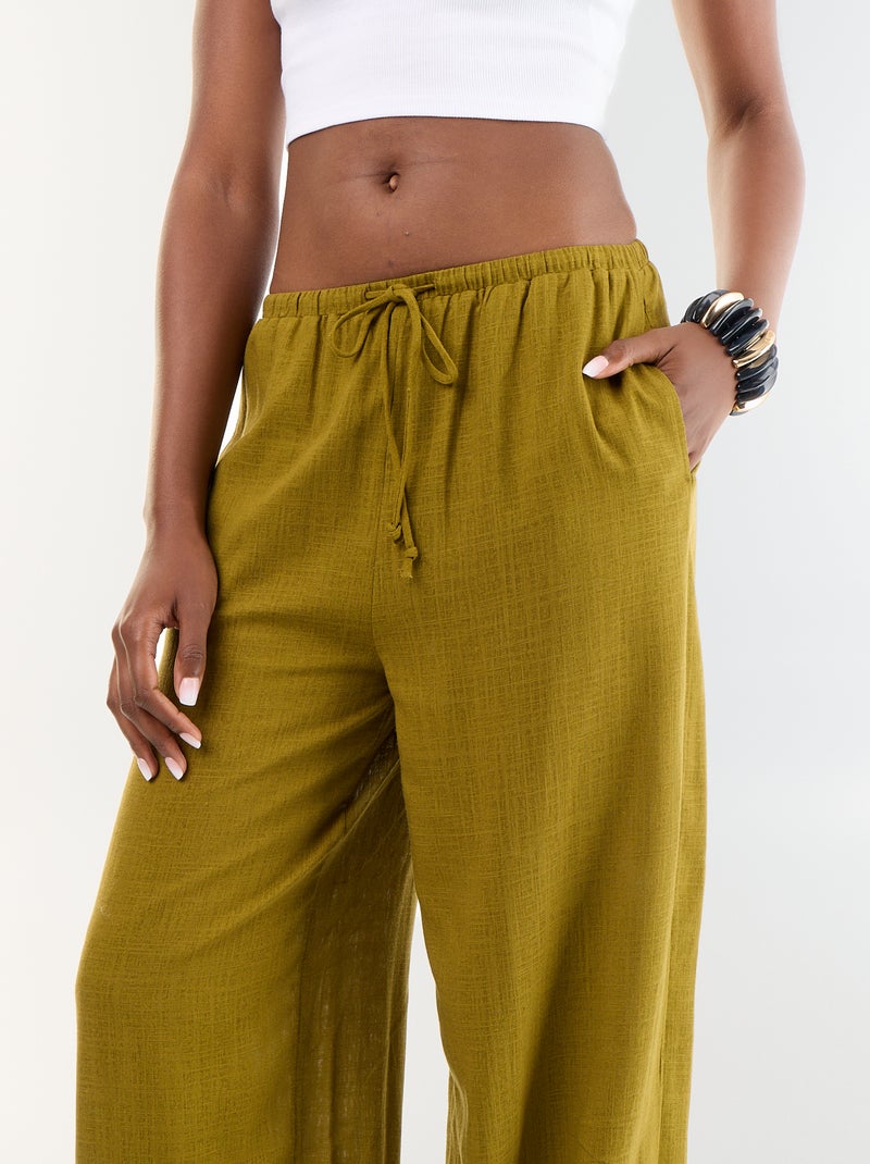 Pantalon coupe balloon uni avec 2 poches Vert - Kiabi