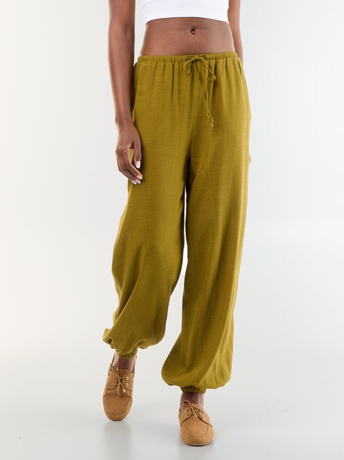 Pantalon coupe balloon uni avec 2 poches - Kiabi