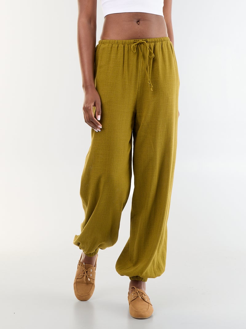 Pantalon coupe balloon uni avec 2 poches Vert - Kiabi