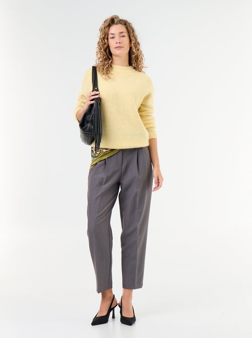 Pantalon coupe carotte taille haute - Kiabi