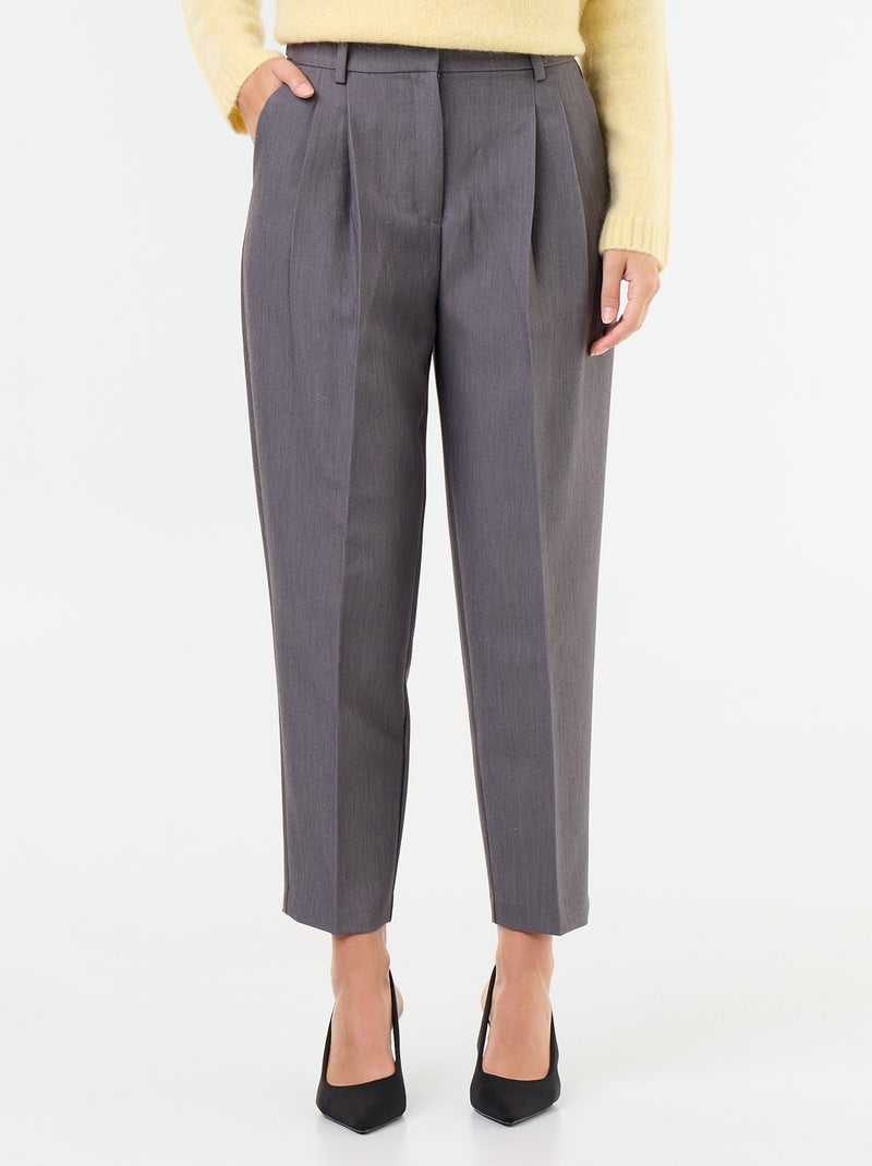 Pantalon coupe carotte taille haute Gris - Kiabi