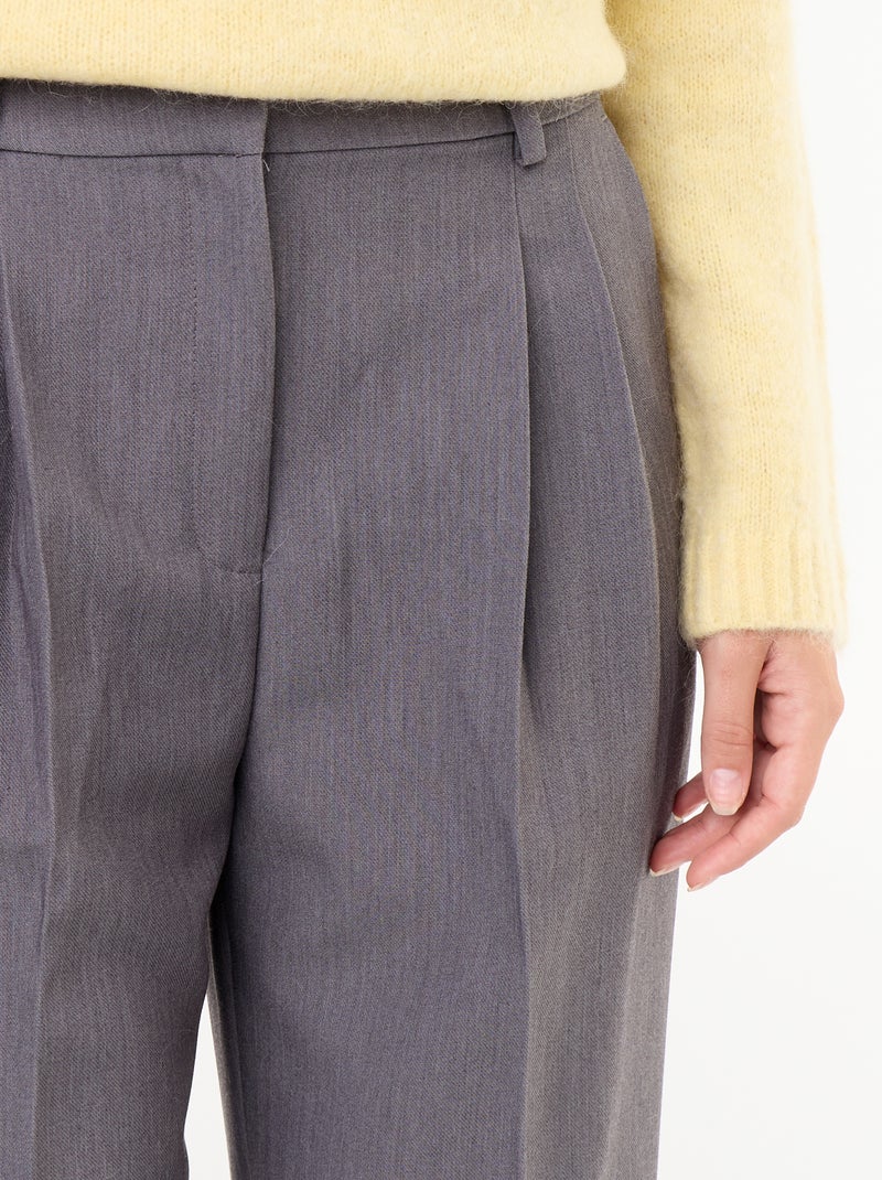 Pantalon coupe carotte taille haute Gris - Kiabi