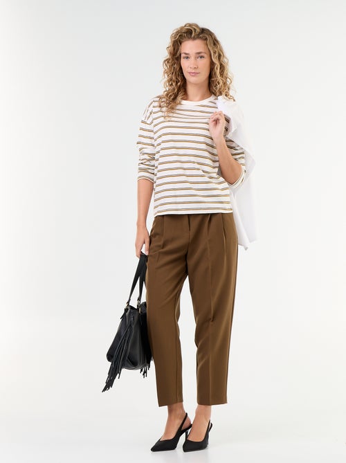 Pantalon coupe carotte taille haute - Kiabi