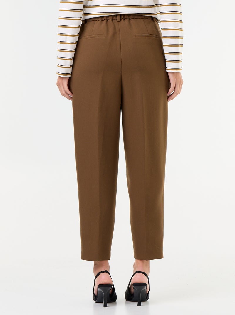 Pantalon coupe carotte taille haute Marron - Kiabi