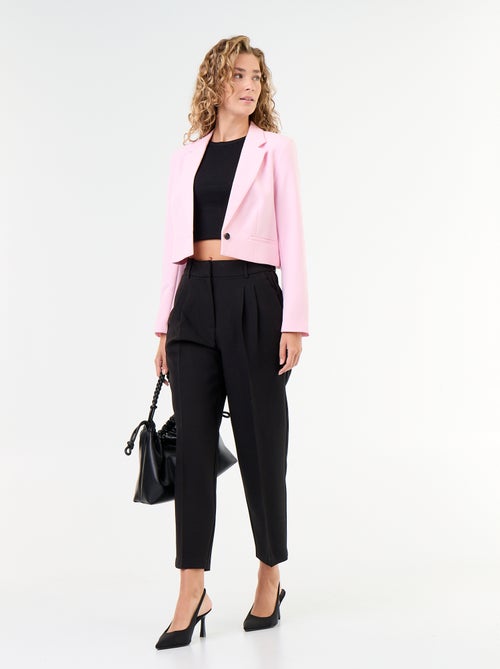 Pantalon coupe carotte taille haute - Kiabi