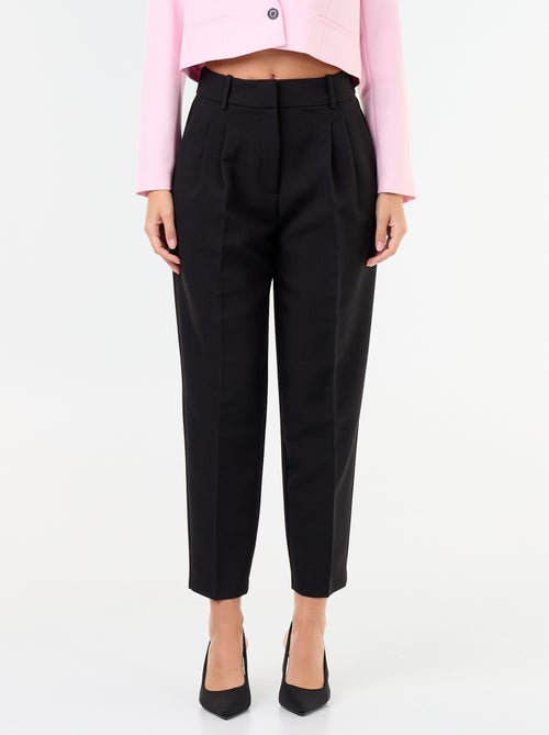 Pantalon coupe carotte taille haute - Kiabi