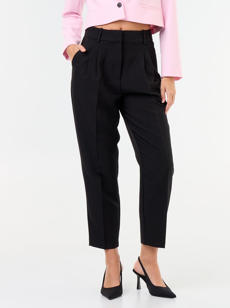 Pantalon coupe carotte taille haute Noir - Kiabi