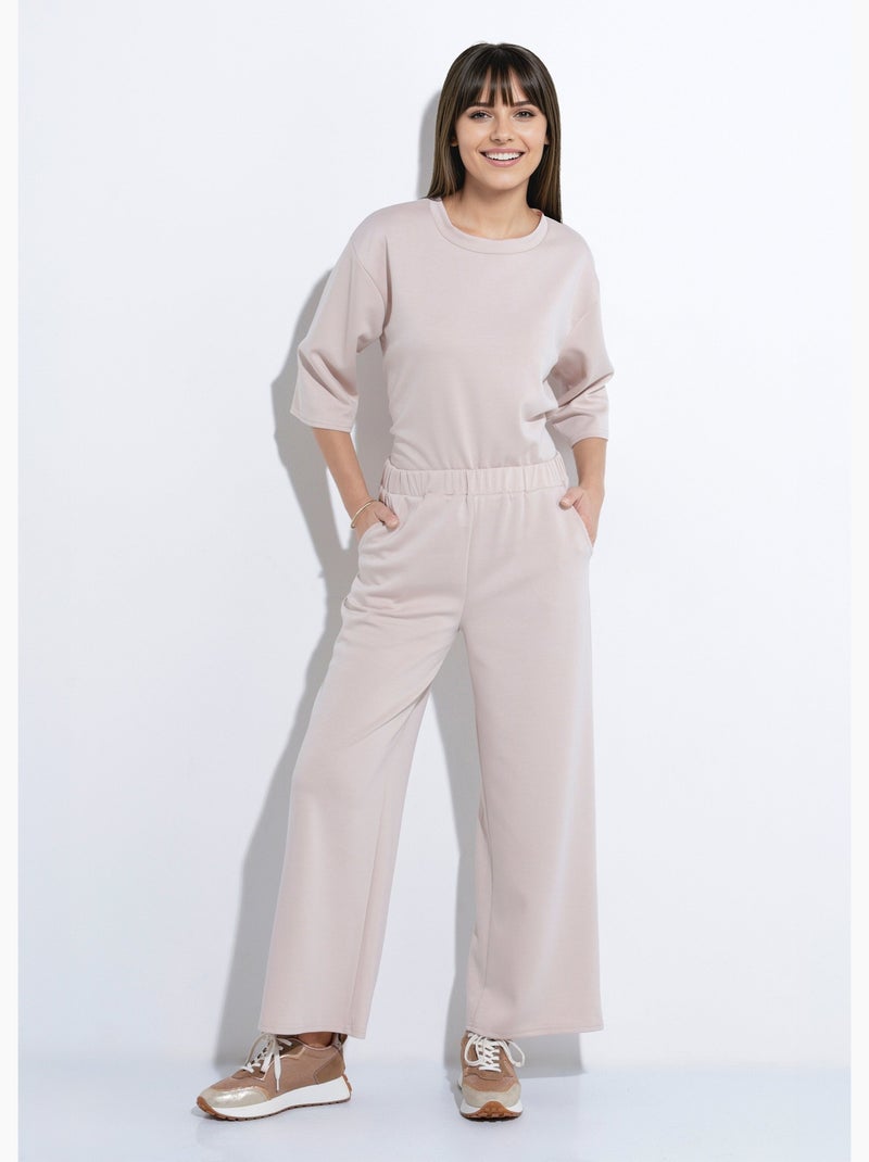Pantalon coupe confort maille souple - Afibel Beige - Kiabi