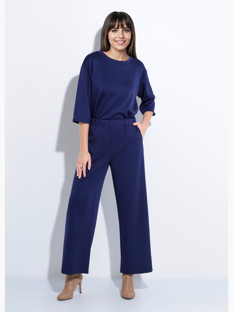 Pantalon coupe confort maille souple - Afibel Bleu marine - Kiabi