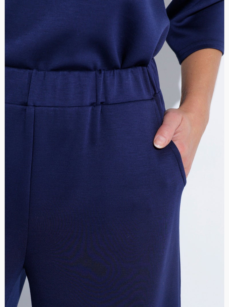 Pantalon coupe confort maille souple - Afibel Bleu marine - Kiabi