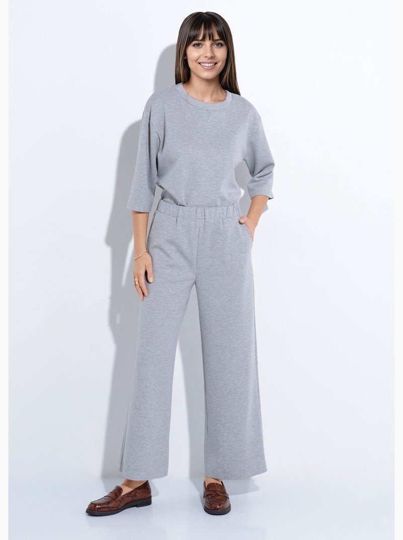 Pantalon coupe confort maille souple - Afibel Gris chiné - Kiabi