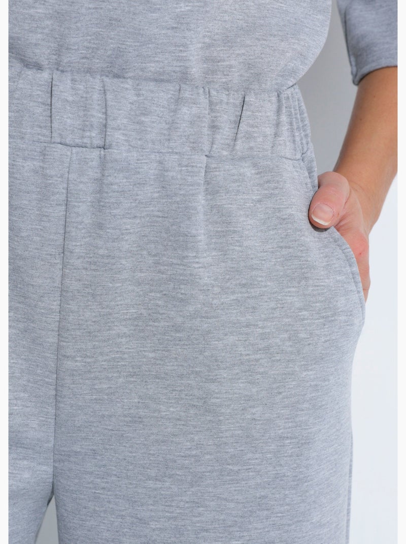 Pantalon coupe confort maille souple - Afibel Gris chiné - Kiabi