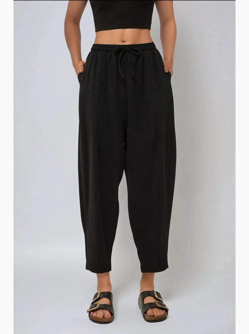 Pantalon coupe confortable à taille élastique hiccup Noir - Kiabi