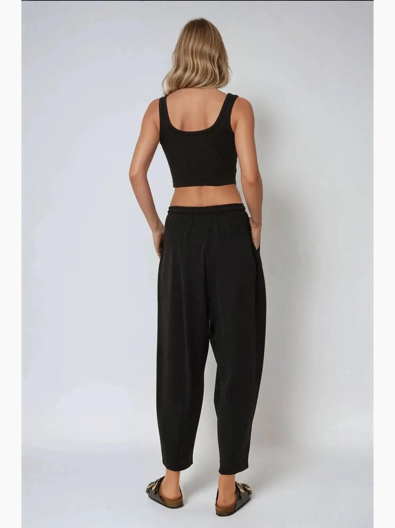 Pantalon coupe confortable à taille élastique hiccup Noir - Kiabi