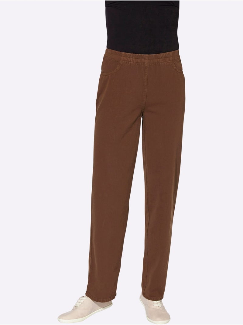 Pantalon Coupe Décontractée - Taille Courte - Witt Marron foncé - Kiabi