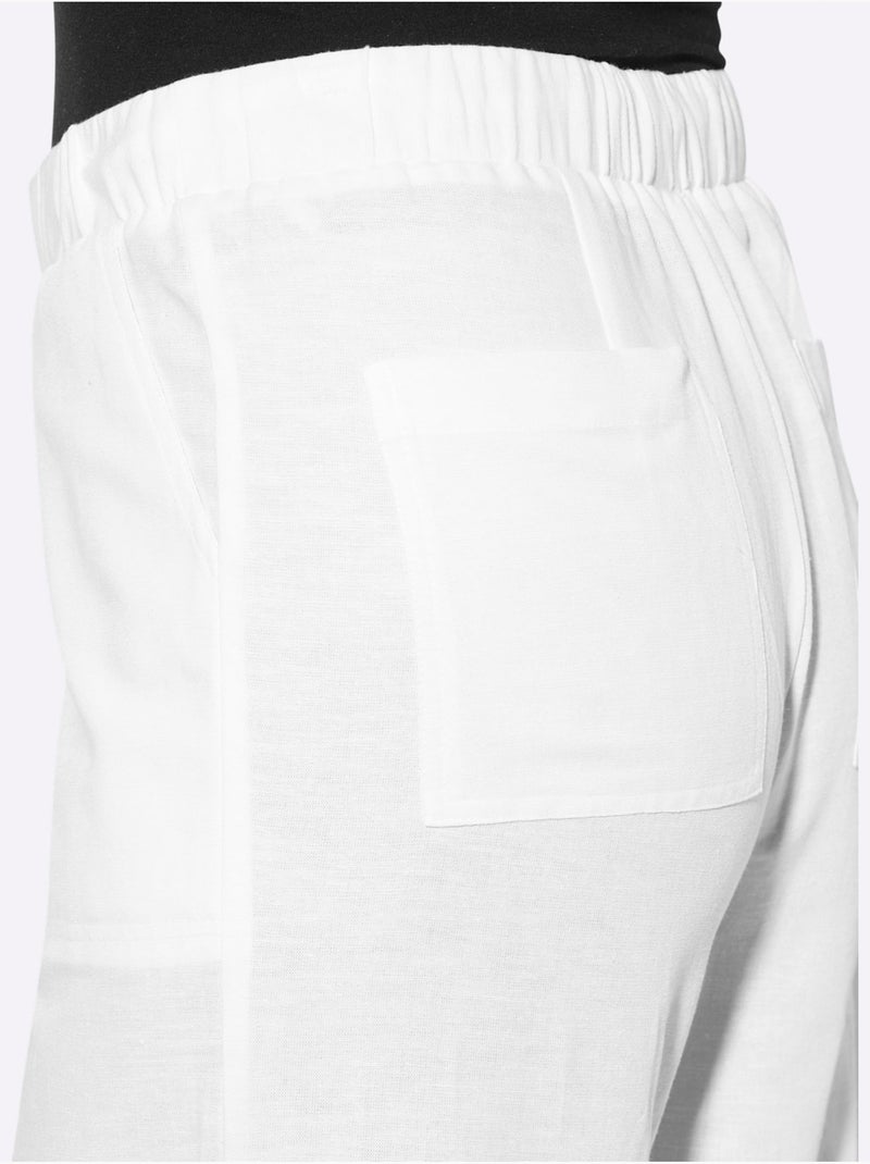 Pantalon coupe décontractée avec ceinture élastique et poches - Taille courte - Moda Vilona Blanc - Kiabi