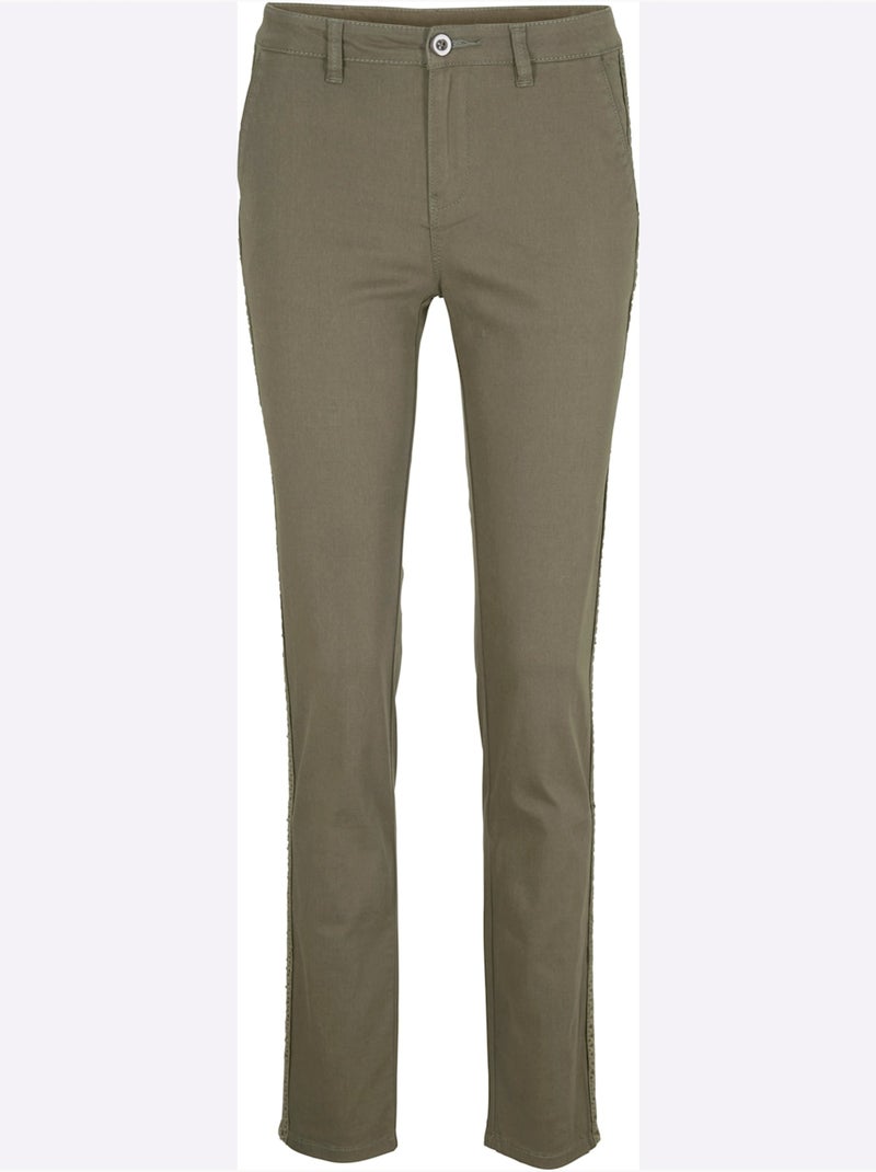 Pantalon coupe droite avec ceinture glissière et poches fendues - Taille standard - Helline Ivoire - Kiabi
