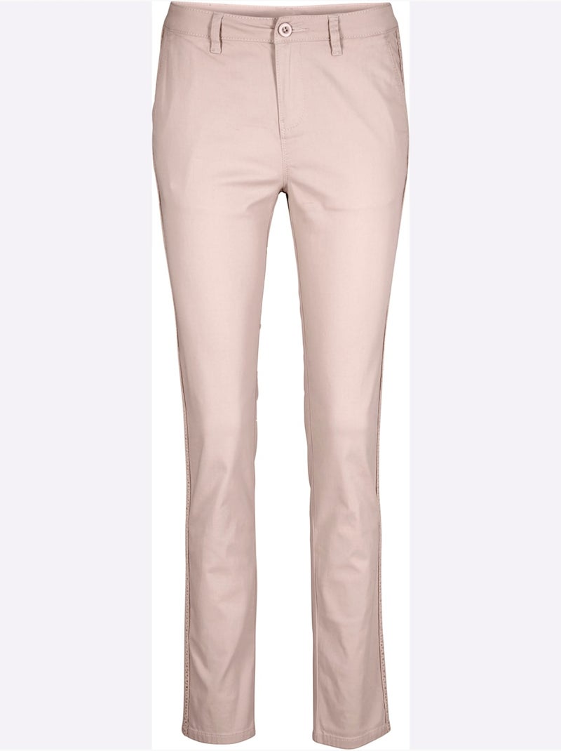 Pantalon coupe droite avec ceinture glissière et poches fendues - Taille standard - Helline Poudre - Kiabi