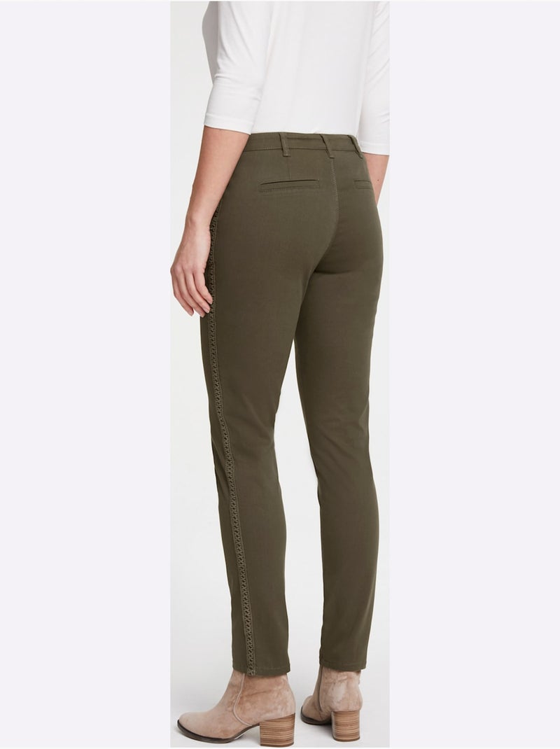 Pantalon coupe droite avec ceinture glissière et poches fendues - Taille standard - Helline Vert olive - Kiabi