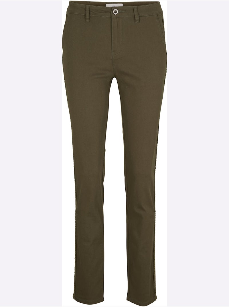 Pantalon coupe droite avec ceinture glissière et poches fendues - Taille standard - Helline Vert olive - Kiabi