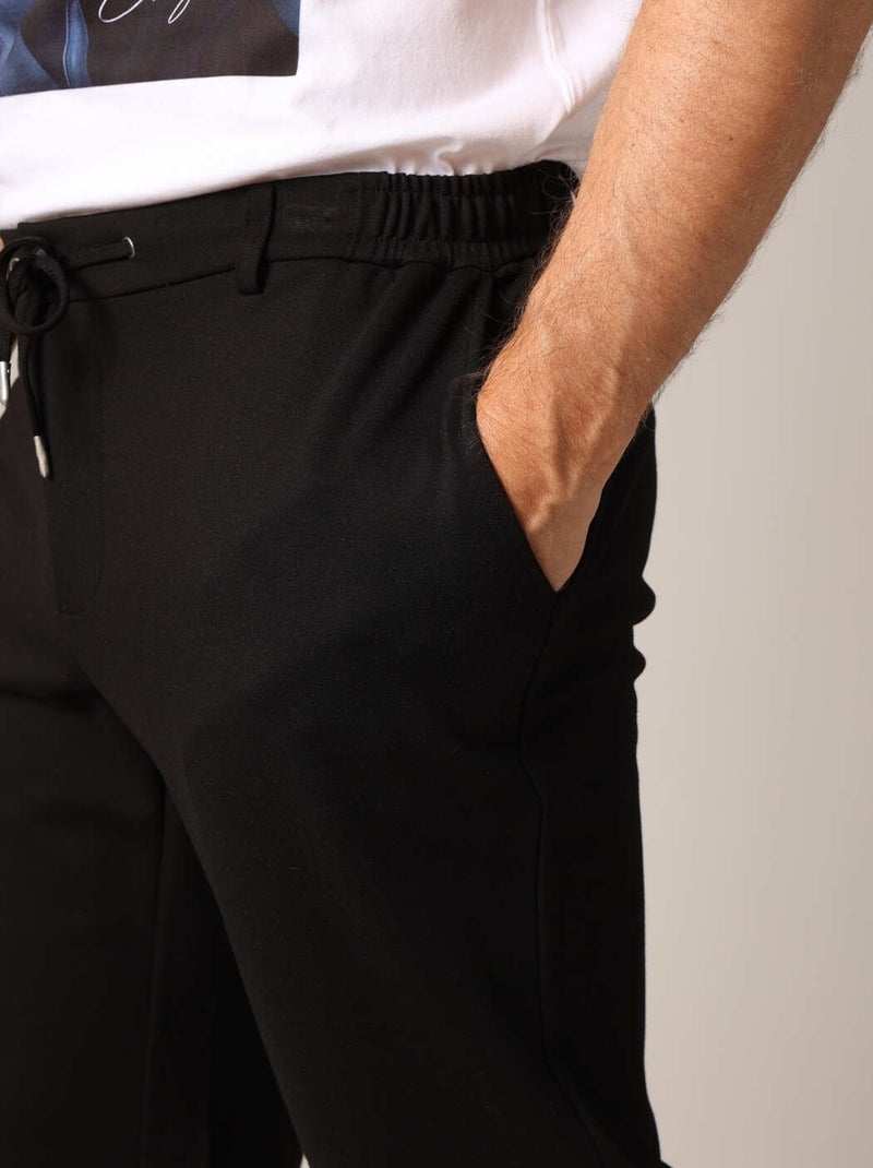Pantalon coupe droite avec taille élastiquée et cordon de serrage 'Deeluxe' Noir - Kiabi