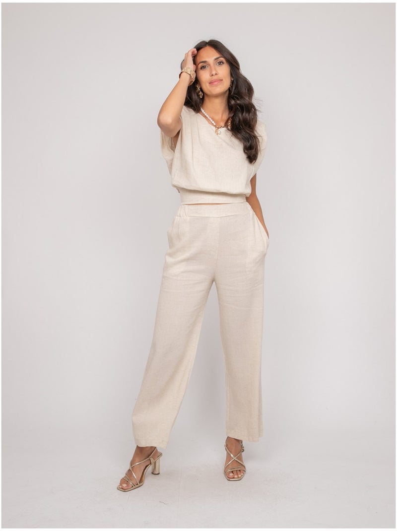Pantalon coupe droite ECASA Ecru - Kiabi