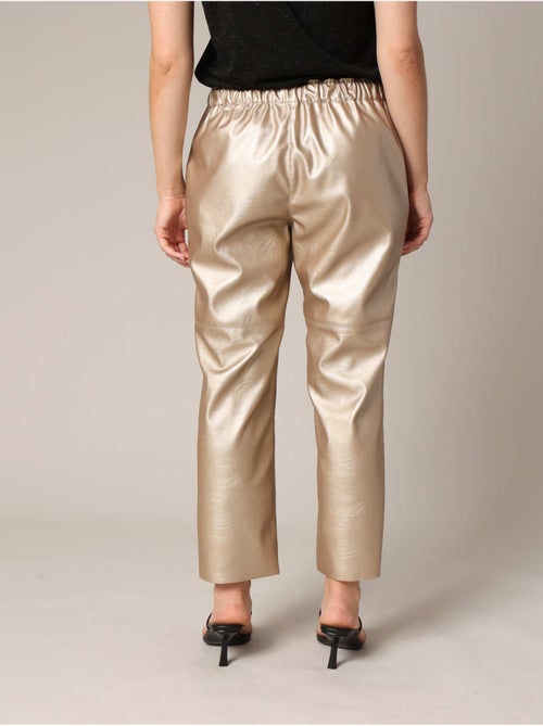 Pantalon coupe droite effet cuir métallisé 'deeluxe' - Kiabi Pantalon coupe droite effet cuir métallisé 'deeluxe' - Kiabi