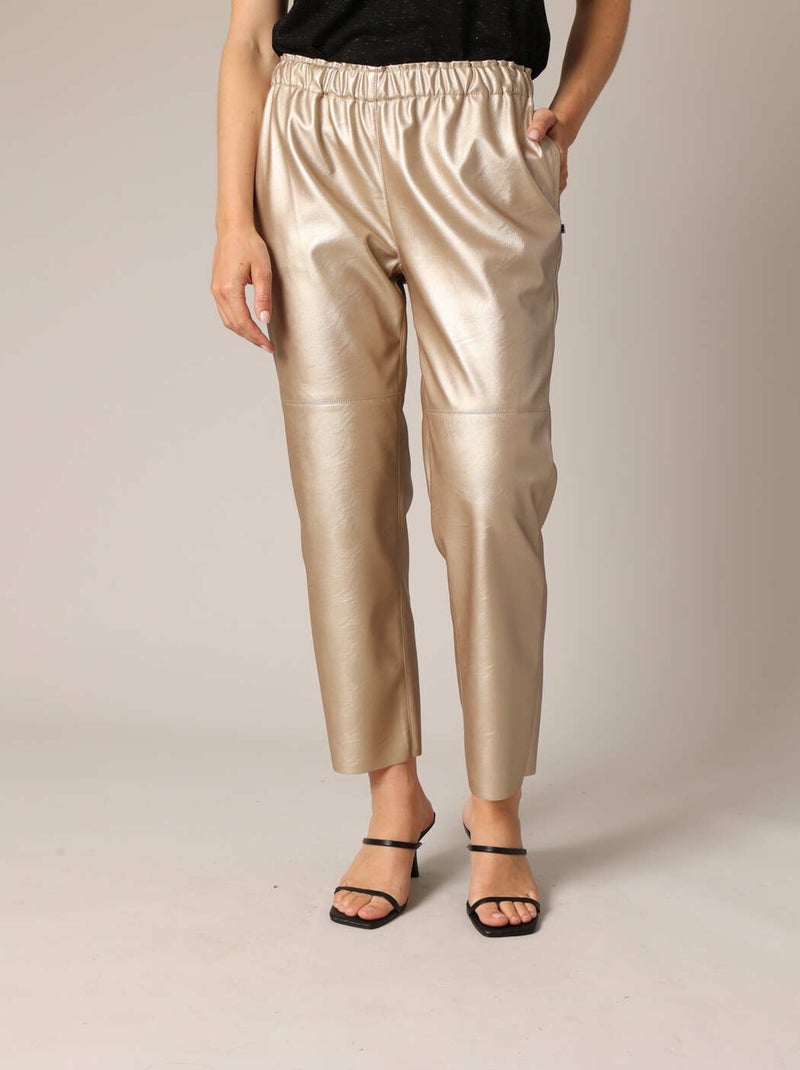 Pantalon coupe droite effet cuir métallisé 'Deeluxe' Gold - Kiabi