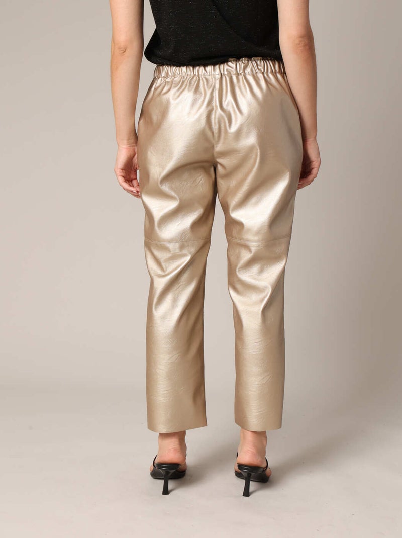 Pantalon coupe droite effet cuir métallisé 'Deeluxe' Gold - Kiabi